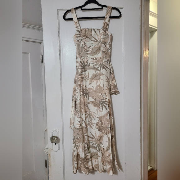 Linen-Blend Tropical Print Midi Dress - Picture 5 of 14